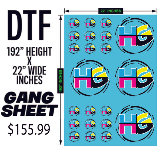 Direct To Film - 192" DTF Gang Sheet