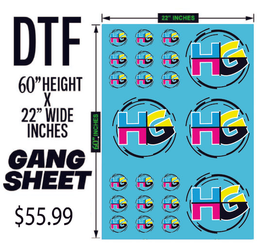 Direct To Film - 60" DTF Gang Sheet