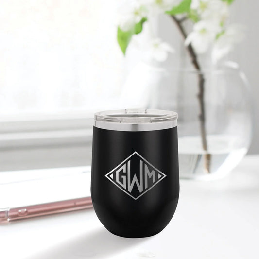 12oz Powder Coated Goblet w/ Stainless Steel Design