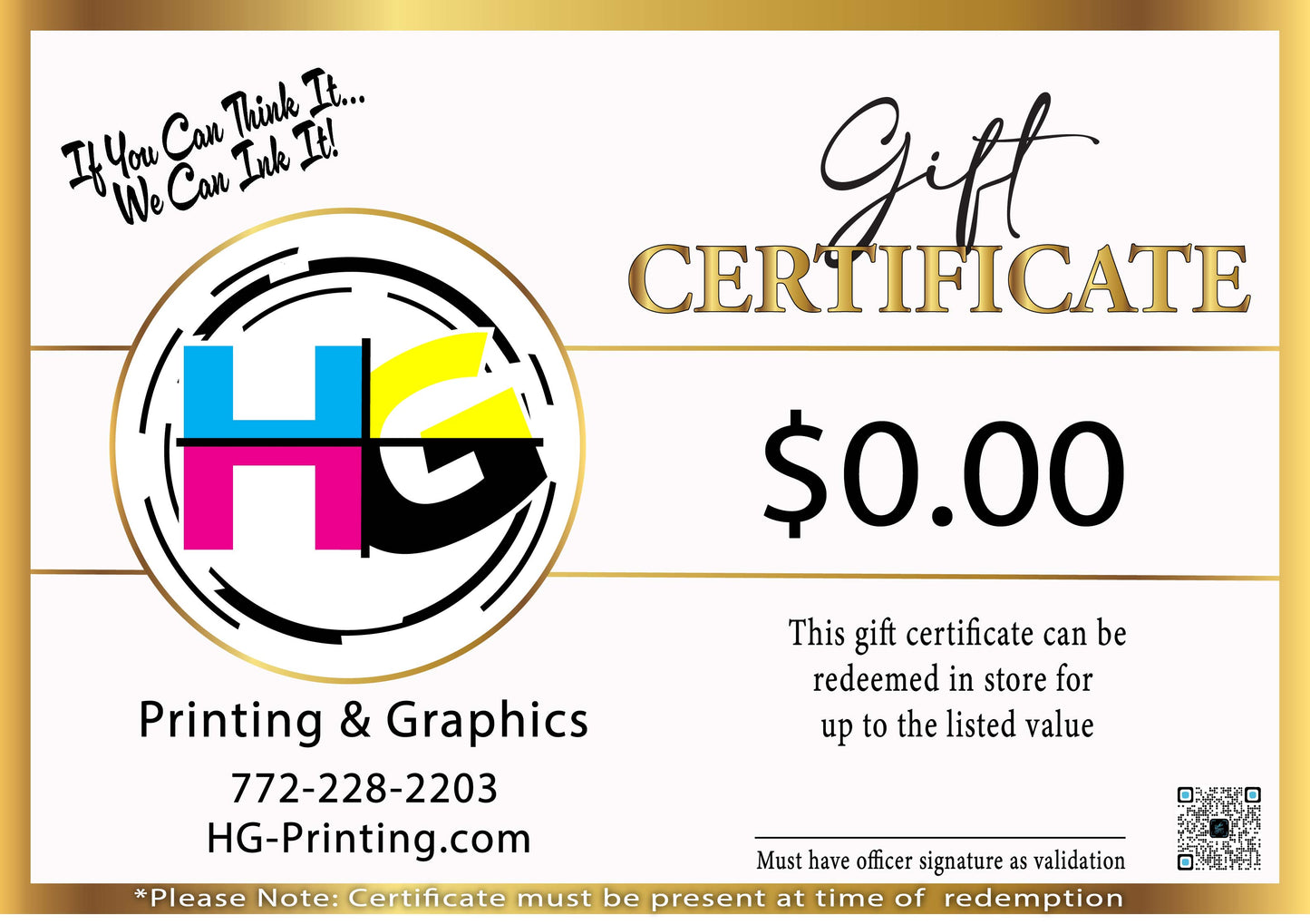 HG Gift Certificate