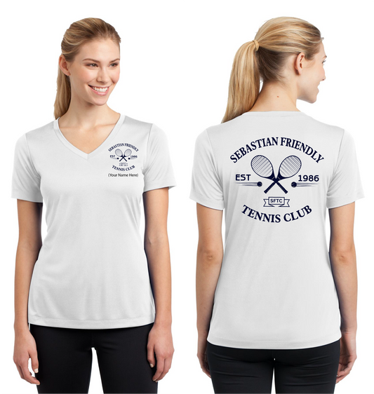 Sport-Tek LST353 Ladies PosiCharge ® Competitor™ V-Neck Tee - SFTC Front & Back