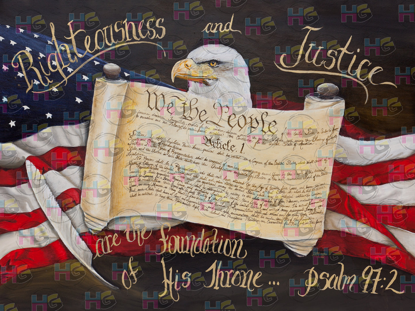 Righteousness and Justice Stretched Canvas - Patriot
